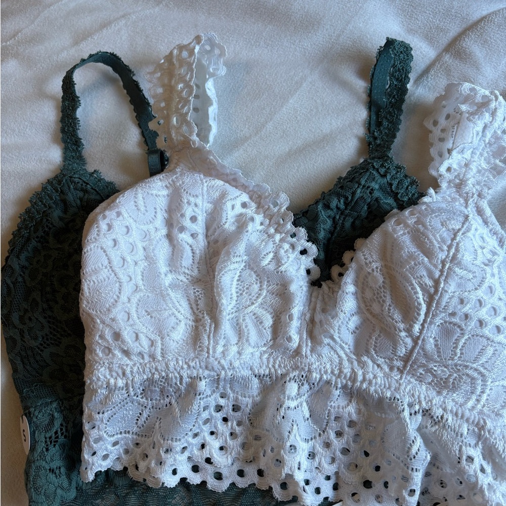 Lace Bralette Top - White and Green